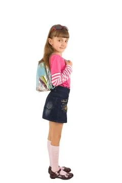 The girl with a backpack Stock Photos