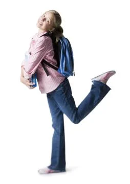 Girl with backpack Stock Photos