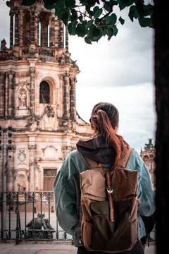 A girl with a backpack Foto stock