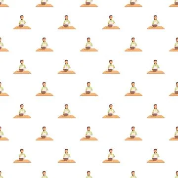 Girl baking in kitchen seamless pattern background Illustrazione stock