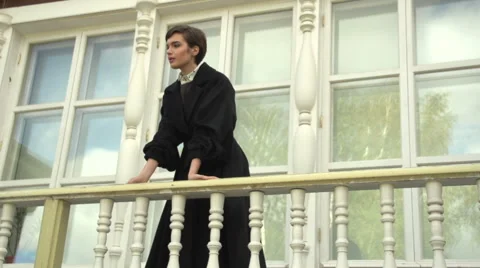 Girl on the Balcony Stock Footage 59755114