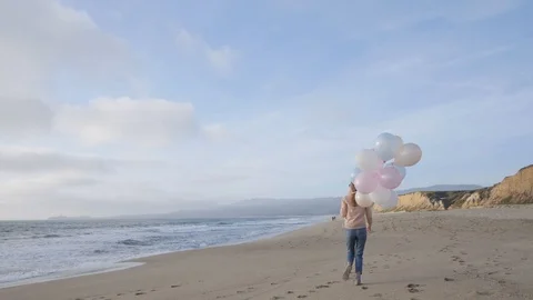 Girl With Balloons Stock Footage 88157341