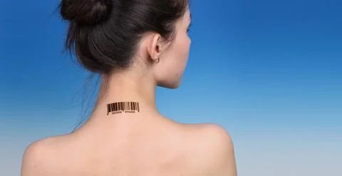 Girl with a bar-code Stock-Fotos