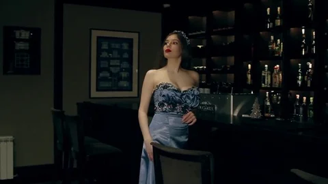 A girl in a bar Stock Footage 73535506