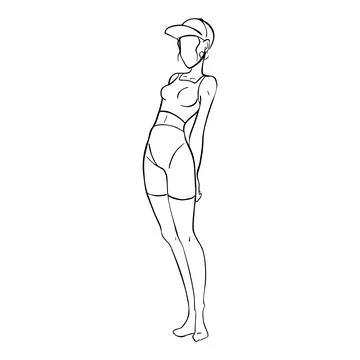 The girl in the baseball cap Stock Illustration