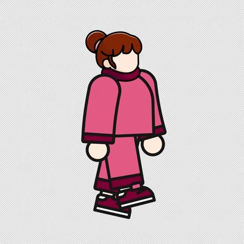 Girl basic walk motion transparent background Video stock 331346185