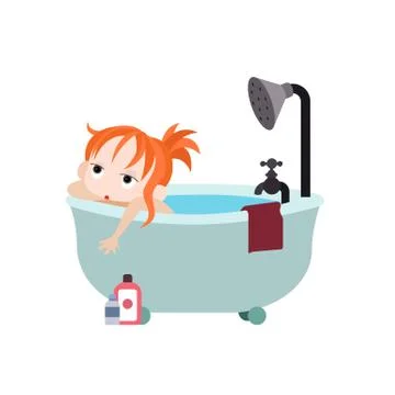 Girl in Bath イラスト素材
