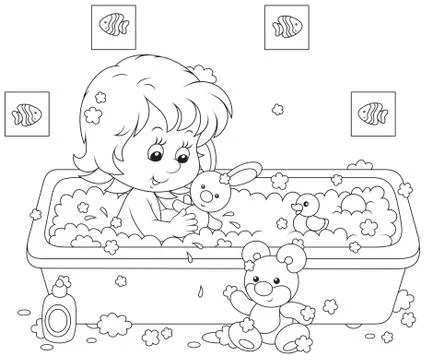 Girl bathing Stock Illustration