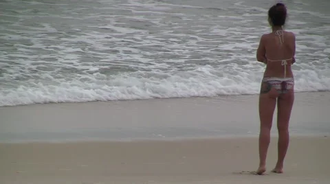 Girl on Beach 3 Stock Footage 54171469