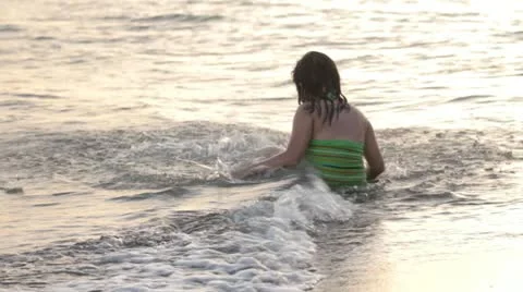 Girl At The Beach Stock Footage 10868929