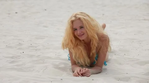 Girl on beach Stock Footage 11393270