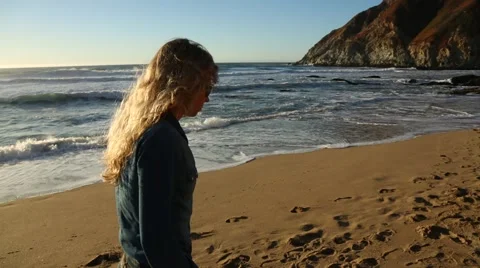 Girl on the beach Stock Footage 42991143