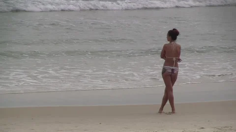 Girl on Beach Stock Footage 53394279
