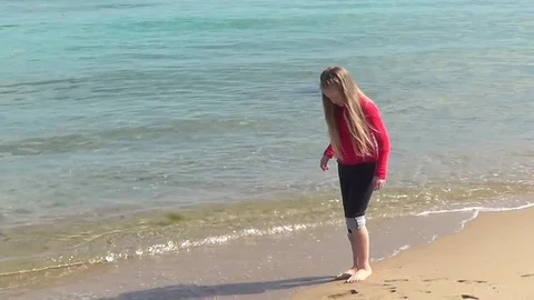 Girl on beach Stock Footage 71199507