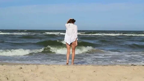 Girl at the beach Stock Footage 99119117
