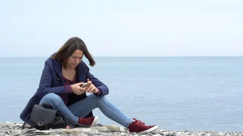 Girl on the beach Stock Footage 106554743