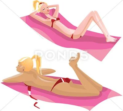 Girl on beach Stock Illustration