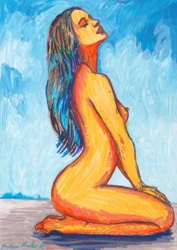 Girl at the Beach Stock Illustration