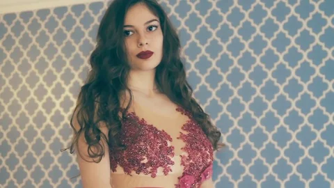 The girl on the bed Stock Footage 73034320