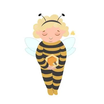Girl in a bee costume Stock Illustration