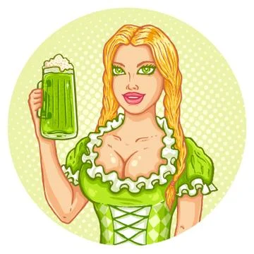 Girl with beer Иллюстрация