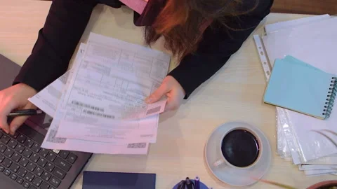 The girl behind the workplace. Stock-Footage 103379670