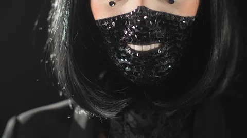 Girl in black makeup Stock Footage 127797652