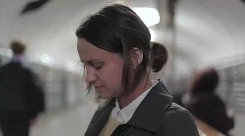 Girl is Blinking on the Subway Stock Footage 67353901
