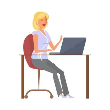 Girl blogger at computer Stock Illustration