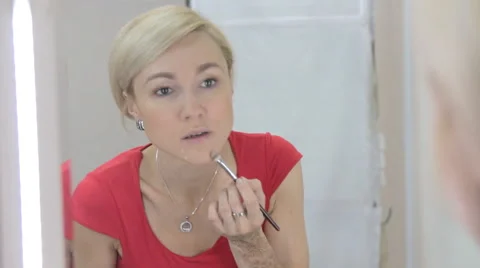 A girl is blurring pimples Stock Footage 64551091