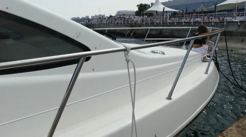 The girl on the boat Stock Footage 65615768