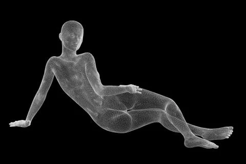 Girl, body structure, wire model on the background Illustrazione stock