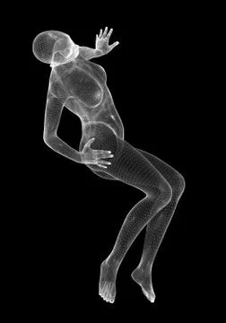 Girl, body structure, wire model on the background Illustrazione stock