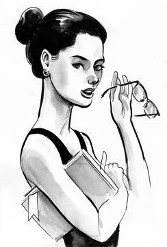 Girl with a book Illustrazione stock