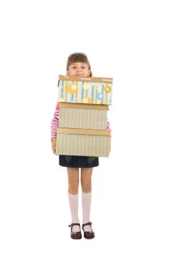 The girl with boxes Stock Photos