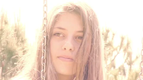 Girl with braces smiling looking camera Stock Footage 50365144