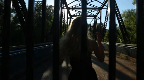 Girl on the Bridge Stock Footage 36752327