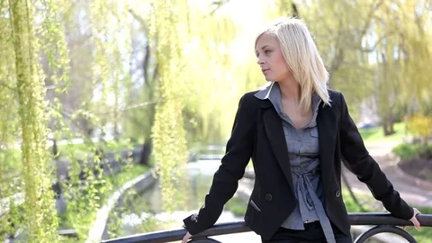 Girl on the Bridge Stock Footage 71187663