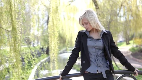 Girl on the Bridge Stock Footage 71188273