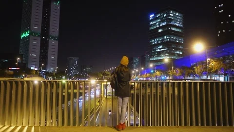 Girl on a bridge Stock Footage 106365028