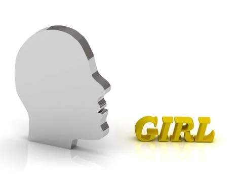 GIRL - bright color letters and silver head mind on a white background Stock Illustration