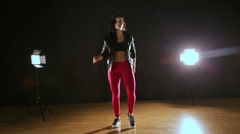 The girl brunette dancing on camera 動画素材 68396330
