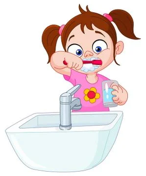 Girl brushing teeth Stock Illustration