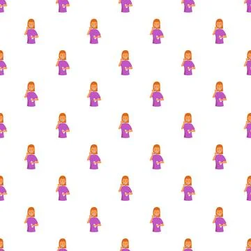 Girl brushing teeth pattern for dental hygiene background Illustrazione stock