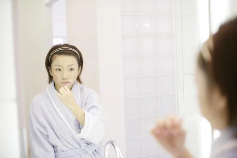 Girl Brushing Teeth Stock Photos