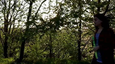 Girl with bubbles Stock Footage 95864244