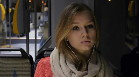Girl on a bus Stock Footage 32742729