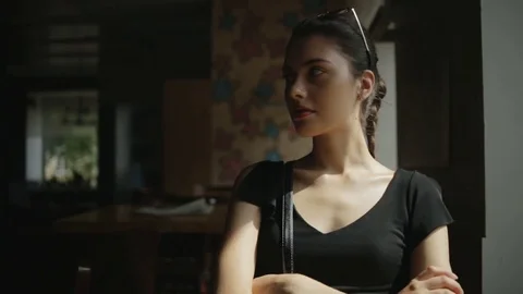 Girl in cafe Stock Footage 73872504