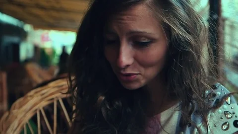 The girl in the cafe Stock Footage 81094438