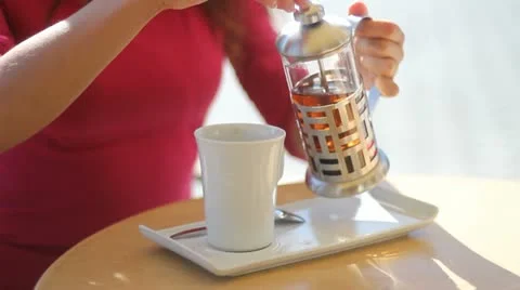 Girl, cafes, tea Video stock 12643789